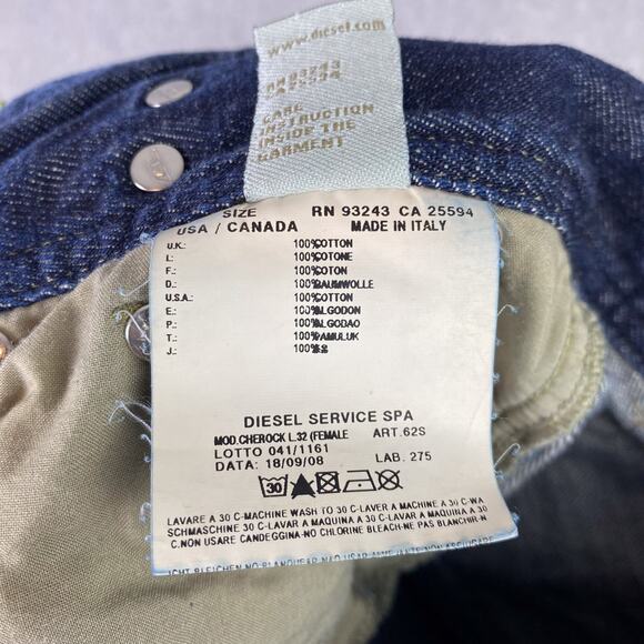 Diesel Womens 29x32 Cherock Slim Boot Cut Low Rise Jeans Distressed Y2K - Picture 13 of 13